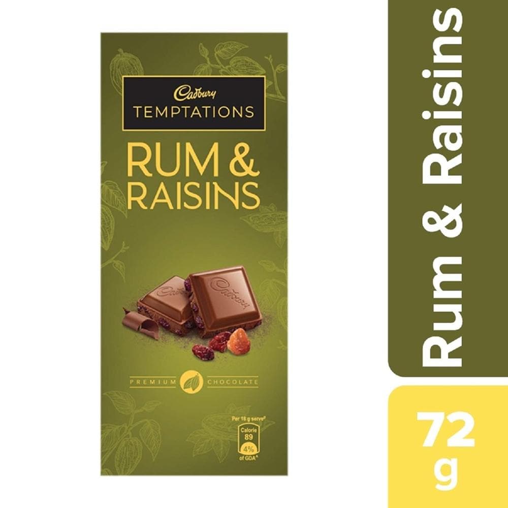 Cadbury Temptation Rum and Raisin Chocolate, 70 g  Grab2Buy Cadbury Grab2Buy