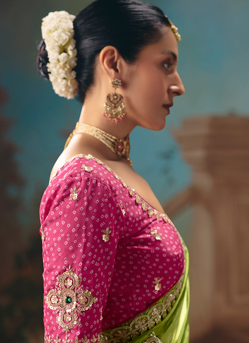 Monjolika Fashion Multicolor Fancy Fabric Saree With Embroidered Work