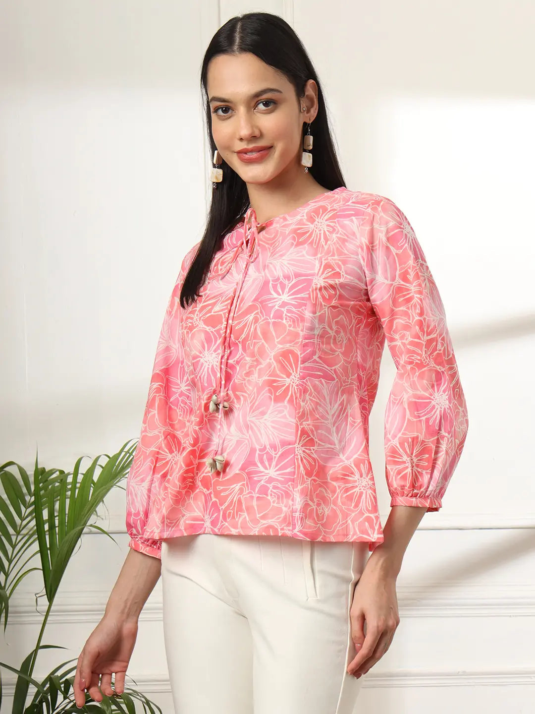 Yufta Pink Printed Cotton Peplum Top  Grab2Buy Yufta Grab2Buy