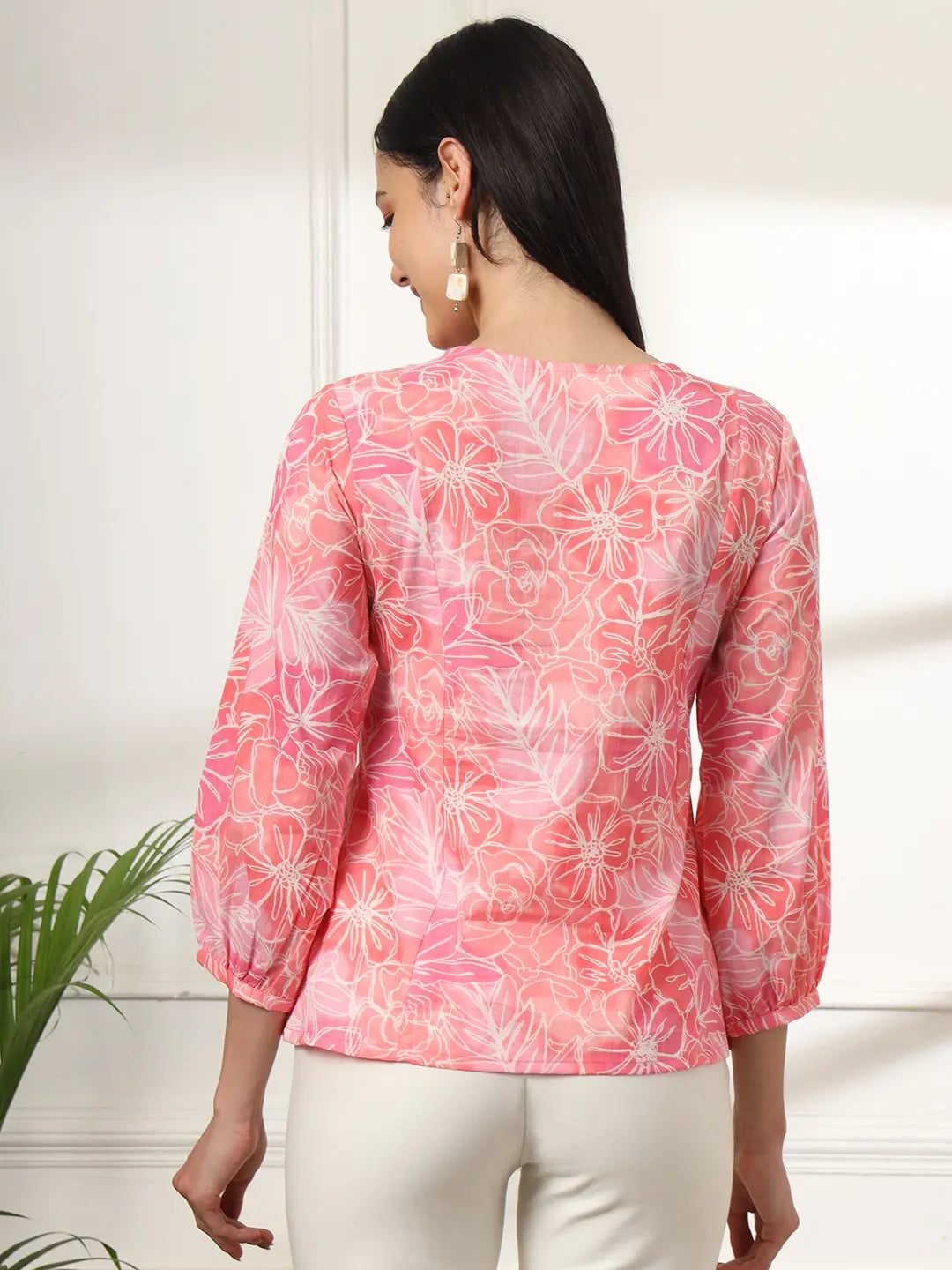 Yufta Pink Printed Cotton Peplum Top  Grab2Buy Yufta Grab2Buy