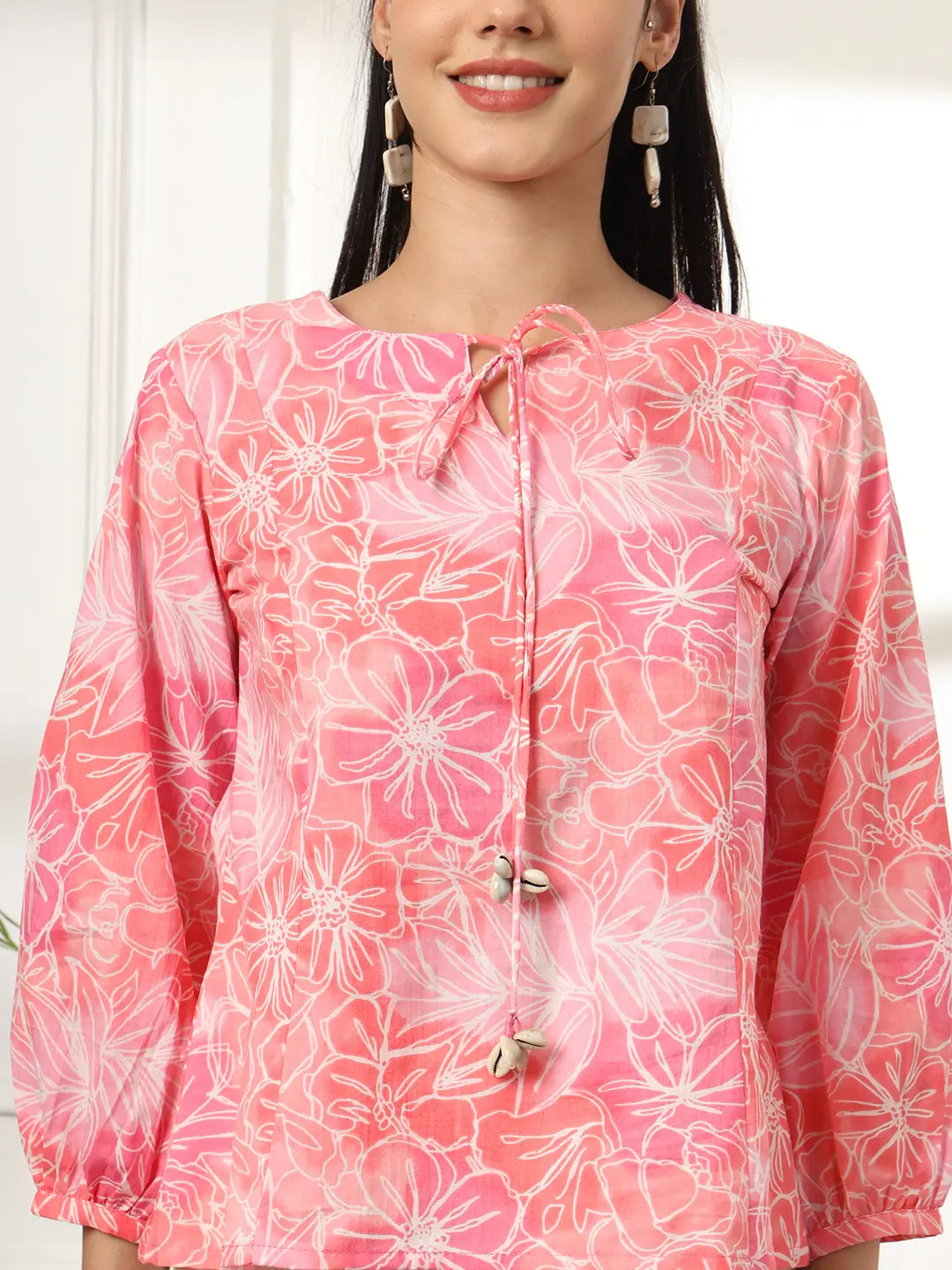 Yufta Pink Printed Cotton Peplum Top  Grab2Buy Yufta Grab2Buy