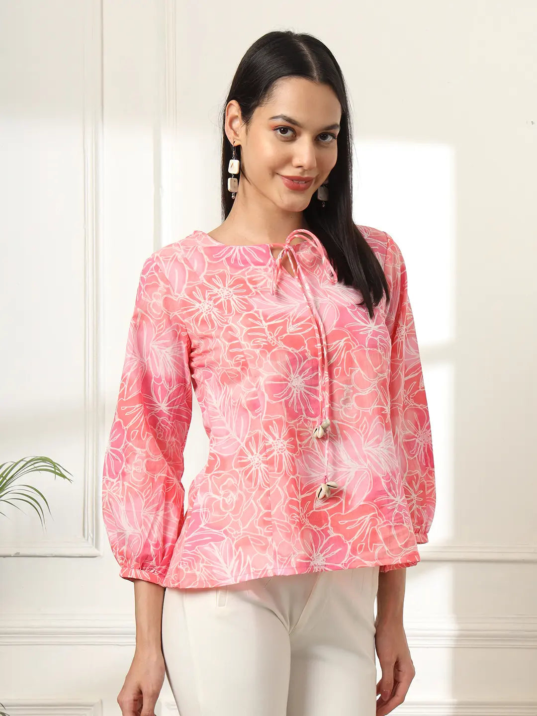 Yufta Pink Printed Cotton Peplum Top  Grab2Buy Yufta Grab2Buy