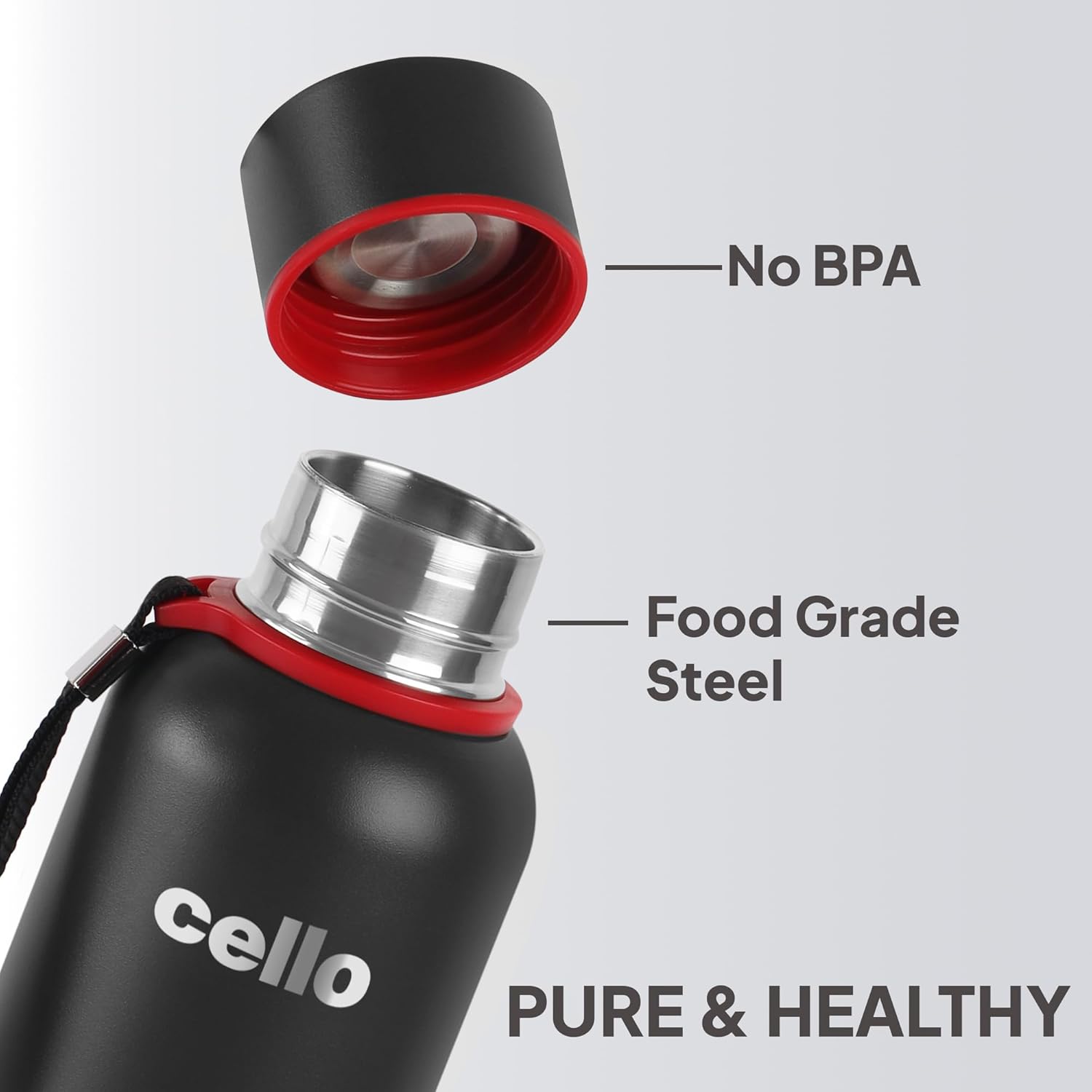 CELLO Duro Kent Insulated Stainless Steel Flask Water Bottle for Daily Use 750 ml, Black