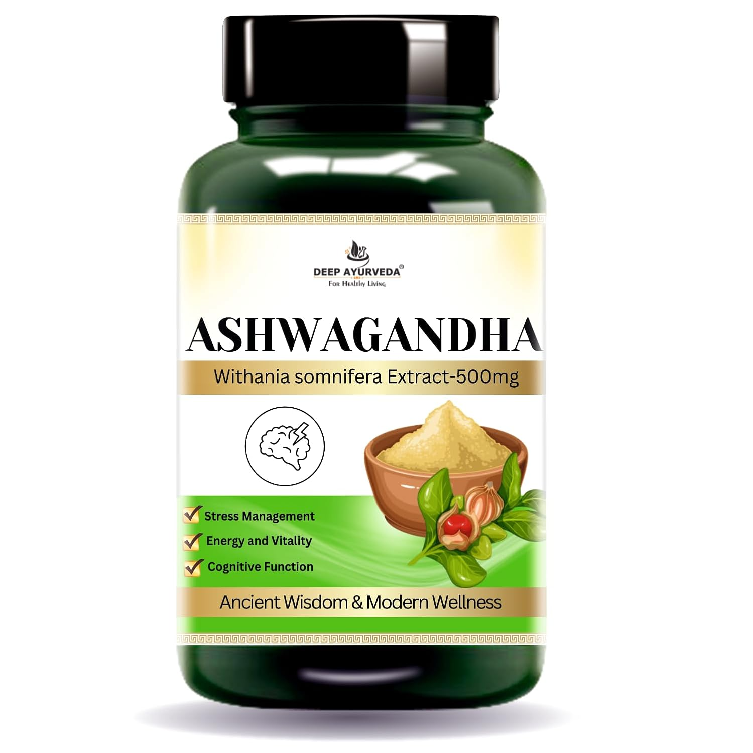 Deep Ayurveda Ashwagandha 500mg Veg Capsules  Grab2Buy Deep Ayurveda Grab2Buy