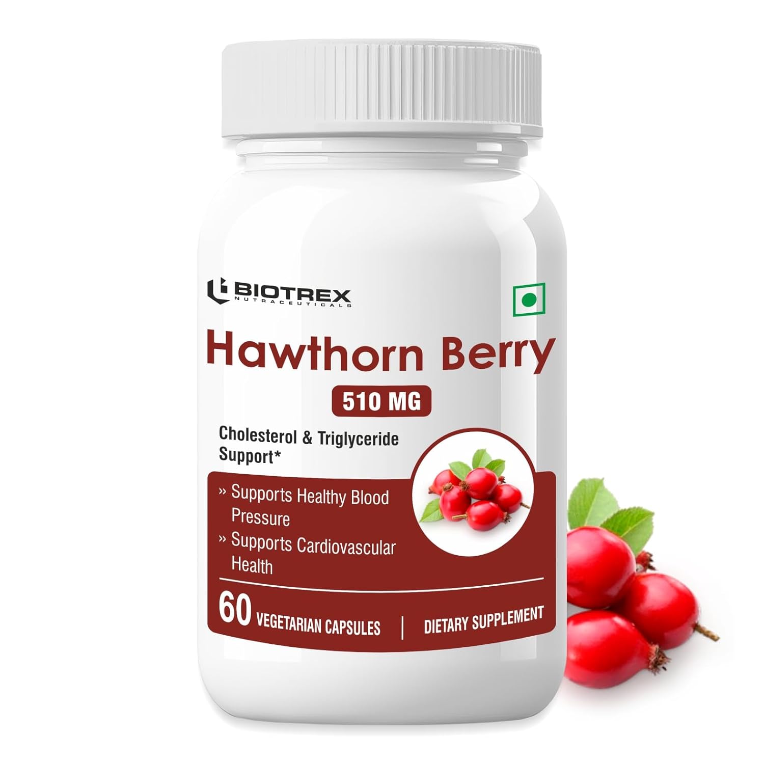Biotrex Hawthorn Berry 510Mg Veg Capsules - Grab2buy