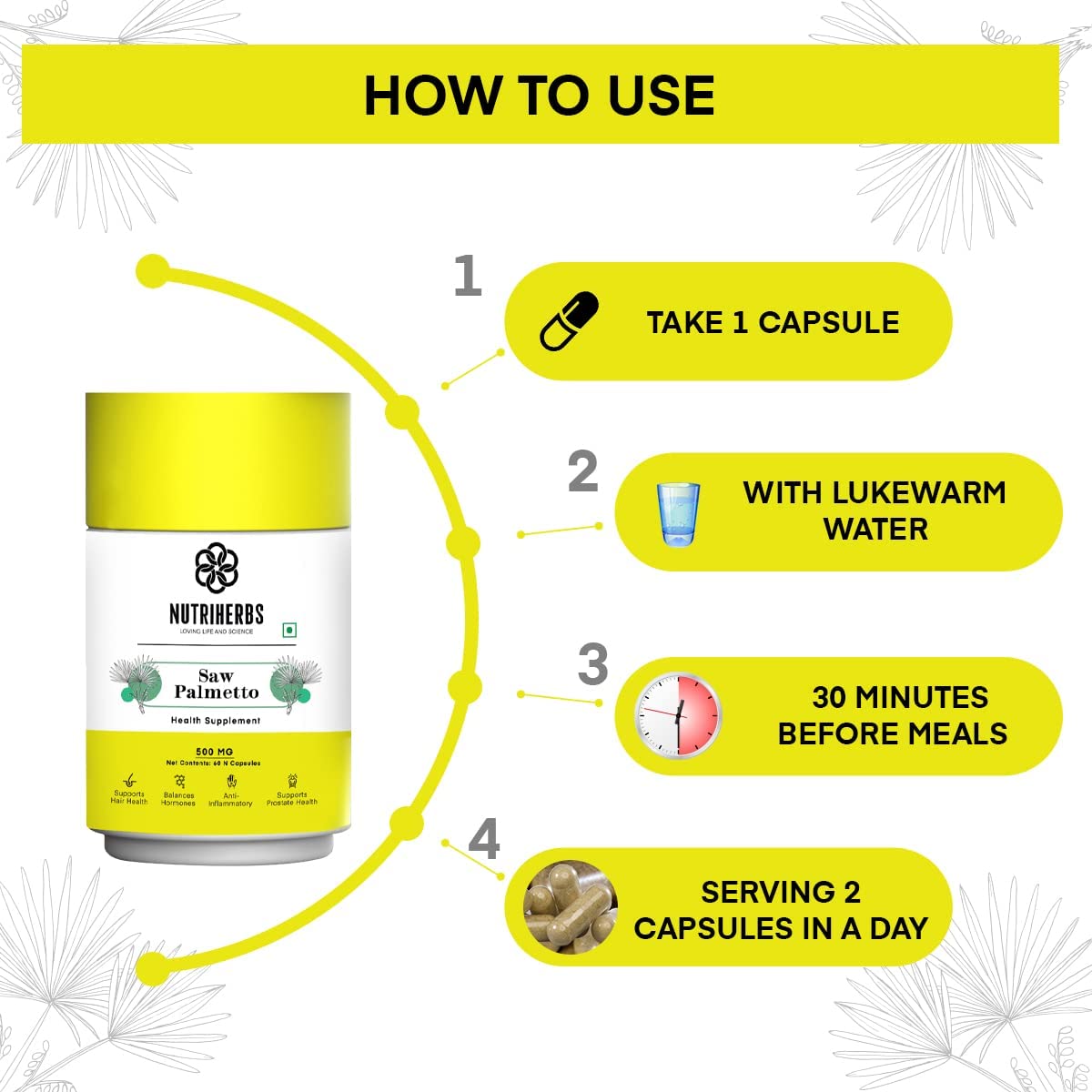 Nutriherbs Saw Palmetto 450mg Capsules - Grab2buy