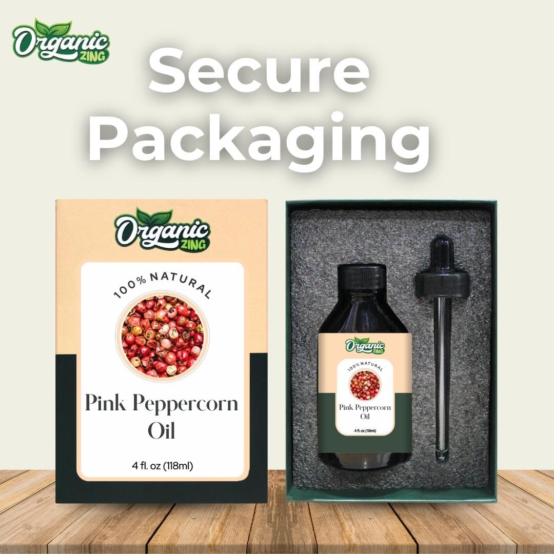 Organic Zing Pink Peppercorn (Schinus Molle) Oil | Pure & Natural Essential Oil for Aroma, Skincare & Massage