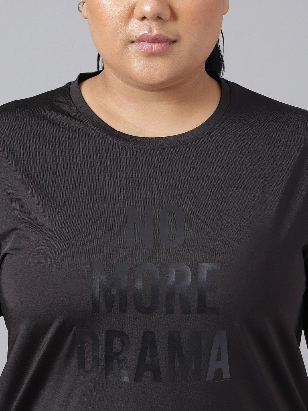 MKH Plus Size Typography Printed Dri-FIT Relaxed Fit Drop-Shoulder Sleeves Gym T-shirt 
