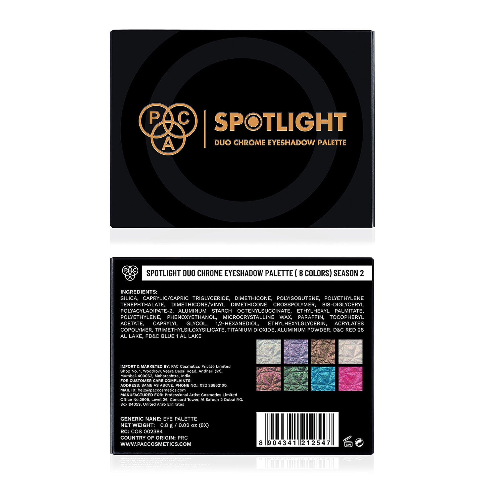 PAC Studio Spotlight Duo Chrome Palette Season 2 - Intensely Pigmented, Buttery Smooth Multi Chrome Shades
