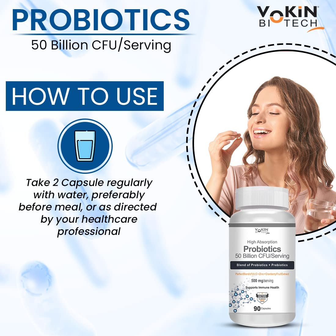 Vokin Biotech Probiotics 50 Billion CFU Multi Capsules  Grab2Buy Vokin Biotech Grab2Buy