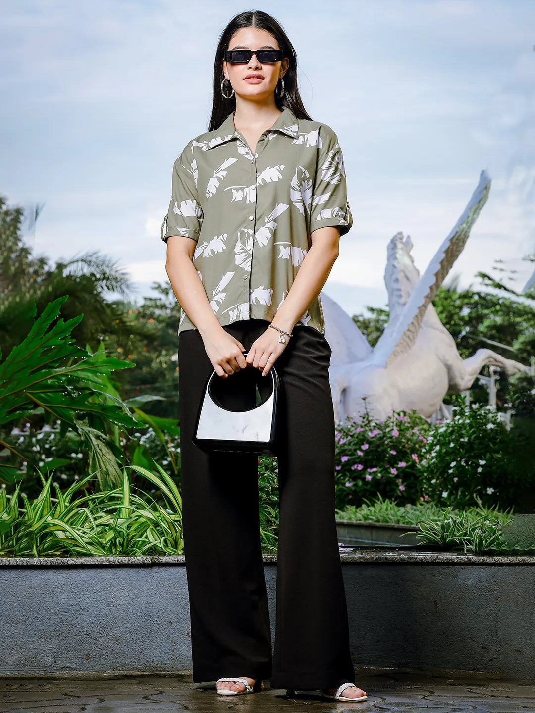 Yufta Green Liva Collared Shirt Style Top  Grab2Buy Yufta Grab2Buy