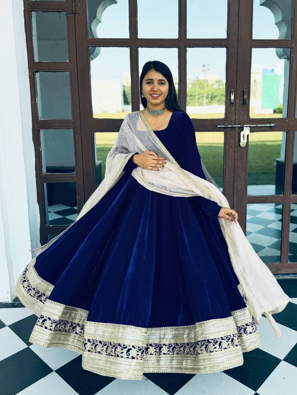 Yash Enterprise Blue Viscose Velvet Party Wear Embroidery Suit Set  Grab2Buy Yash Enterprise Grab2Buy