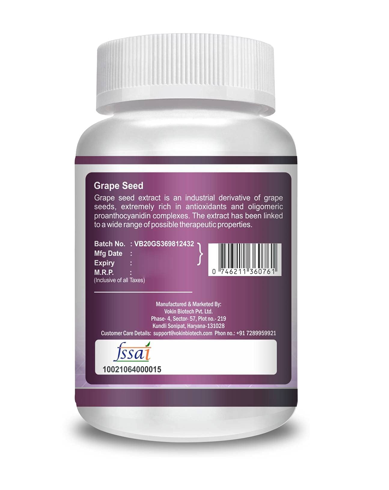 Vokin Biotech Natural Grapes Seed Extract Support Immune System and Antioxidant Supplement 500MG  Grab2Buy Vokin Biotech Grab2Buy