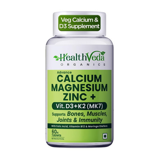 Health Veda Organics Calcium Magnesium & Zinc Vitamin D3 & B12 Tablets 