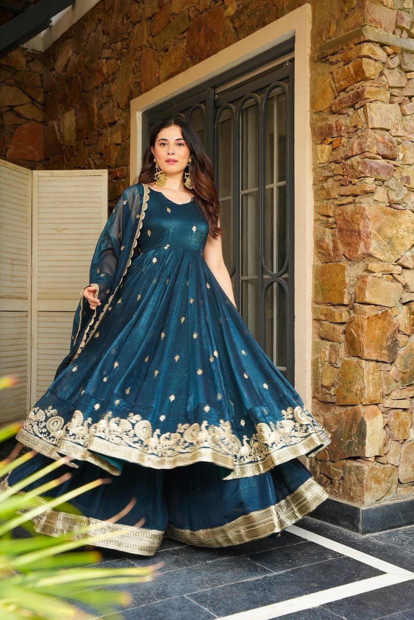 Yash Enterprise Rama Green Simmer Silk Party Wear Ebroidery Suit Set  Grab2Buy Yash Enterprise Grab2Buy