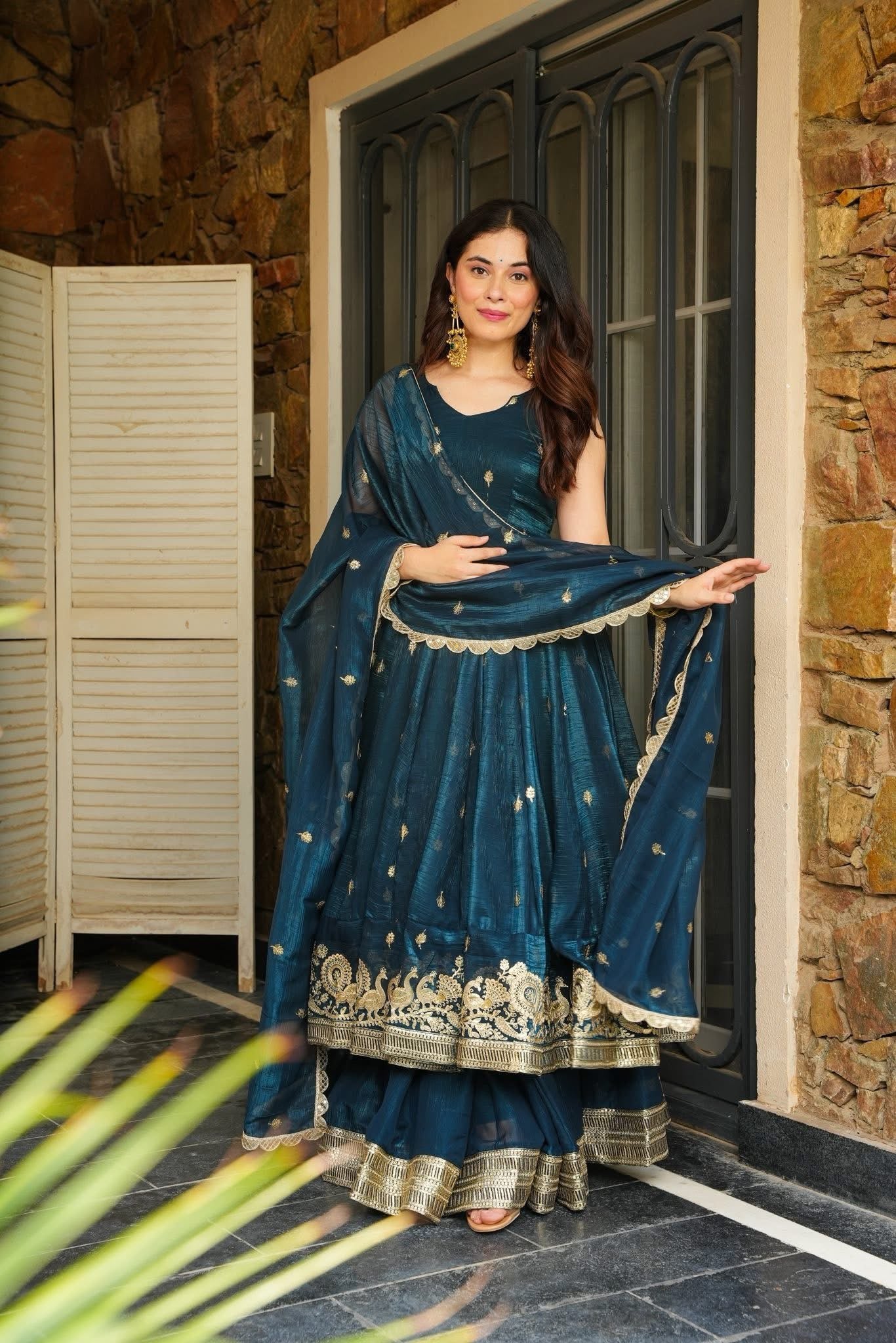 Yash Enterprise Rama Green Simmer Silk Party Wear Ebroidery Suit Set  Grab2Buy Yash Enterprise Grab2Buy