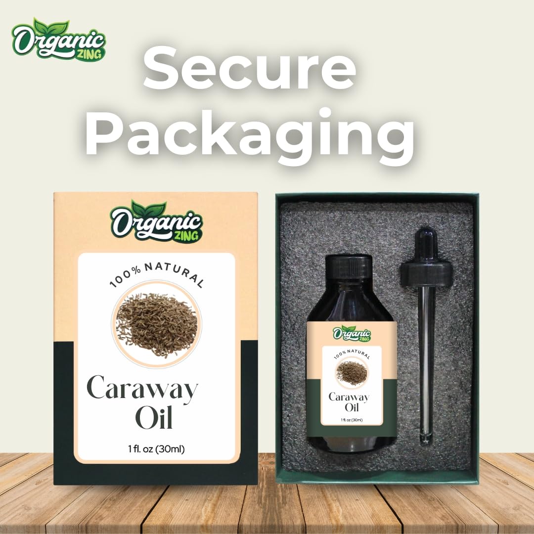 Organic Zing Caraway (Carum carvi) Oil | Pure & Natural Essential Oil for Skincare, Hair Care, Aroma & Diffuser