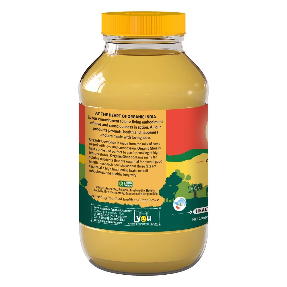 Organic India Cow Ghee | Pure and Natural Desi Ghee - Traditional Curd-Churned - Premium Artisanal Desi Ghee - Diet Friendly with Rich Taste 