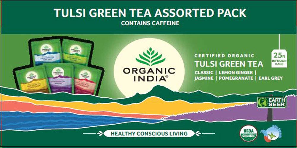 Organic India Tulsi Green Tea Assorted Tea Bags 
