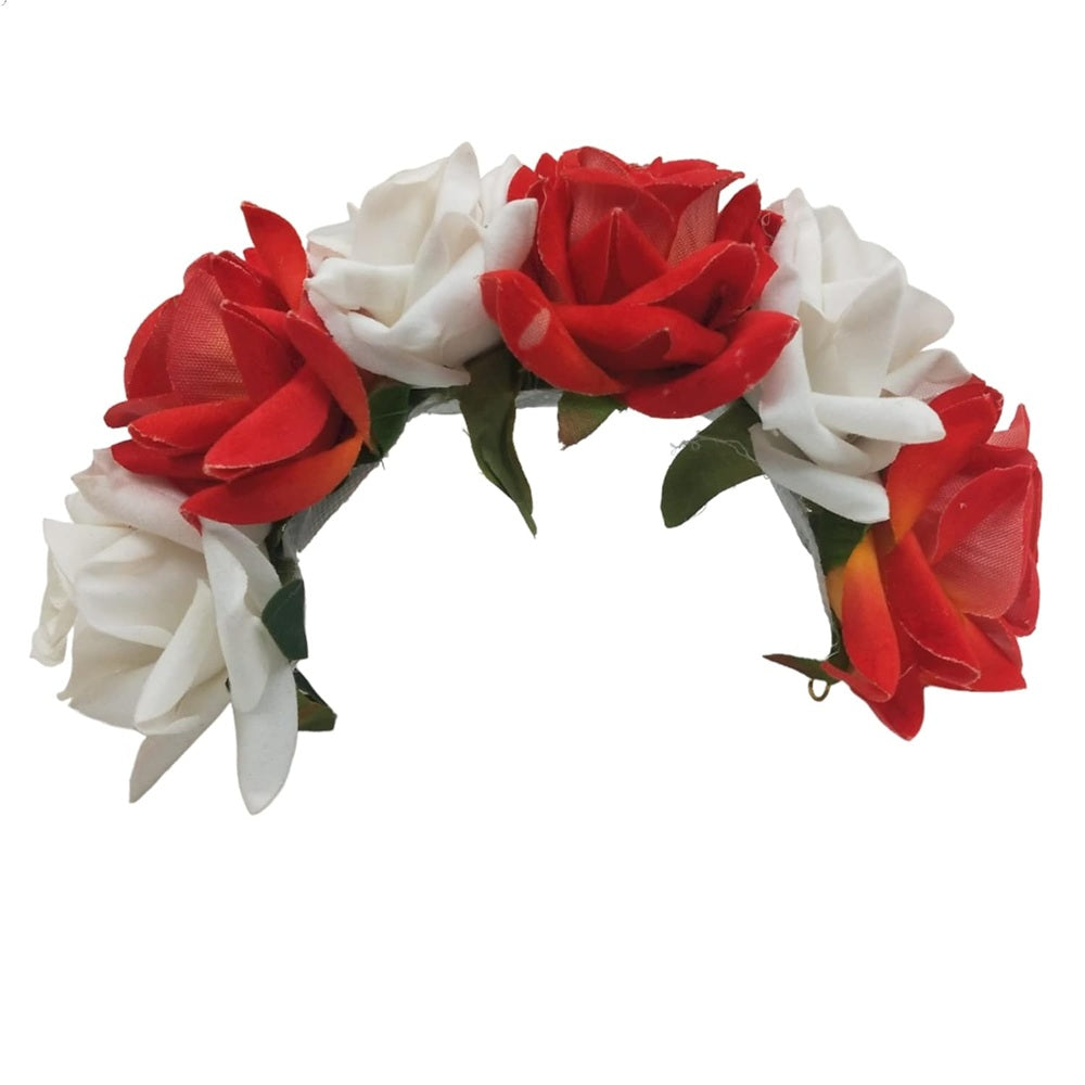 Orange & White Velvet Rose Gajra