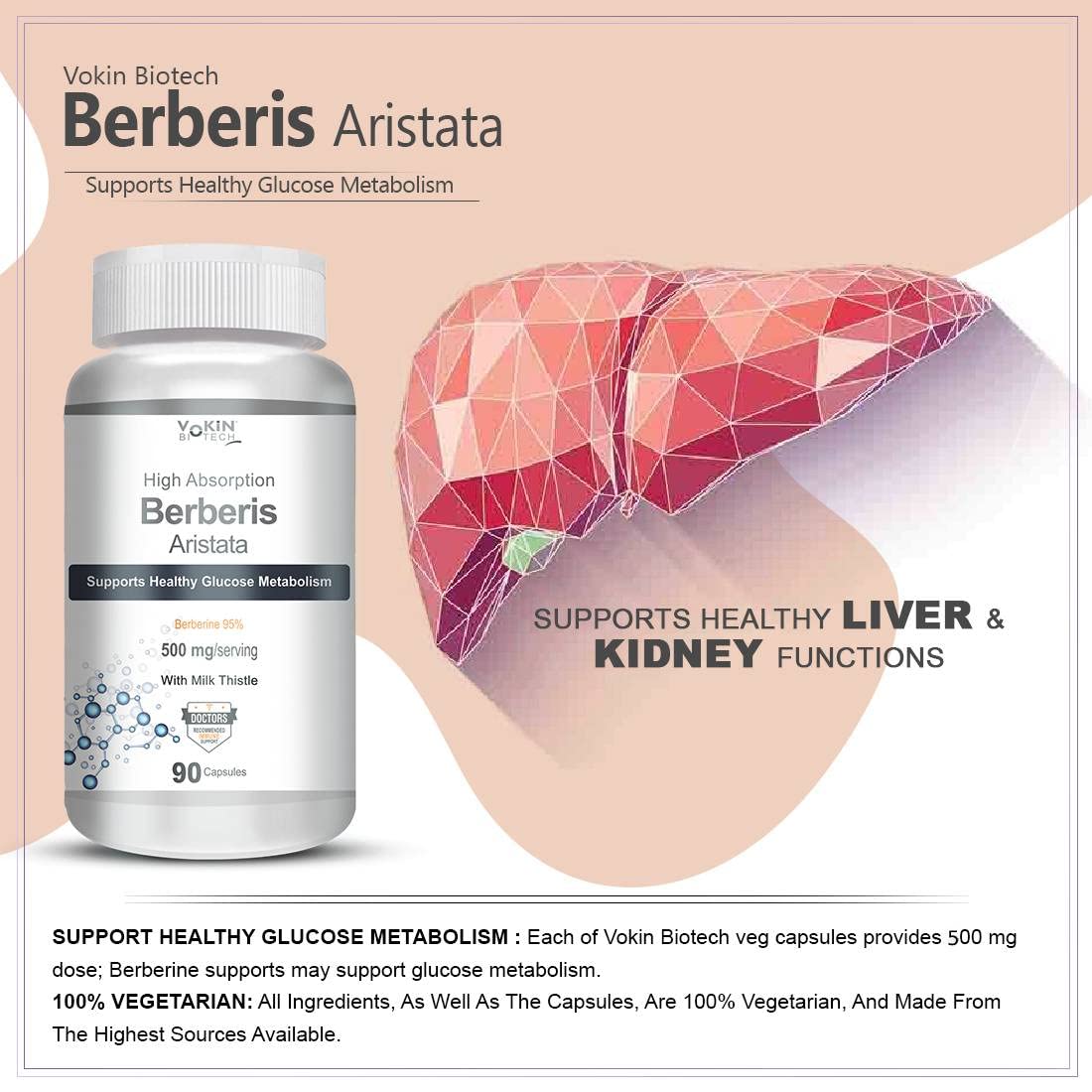 Vokin Biotech Berberis Berberine 95% with Milk Thistle Vegetable Capsules  Grab2Buy Vokin Biotech Grab2Buy