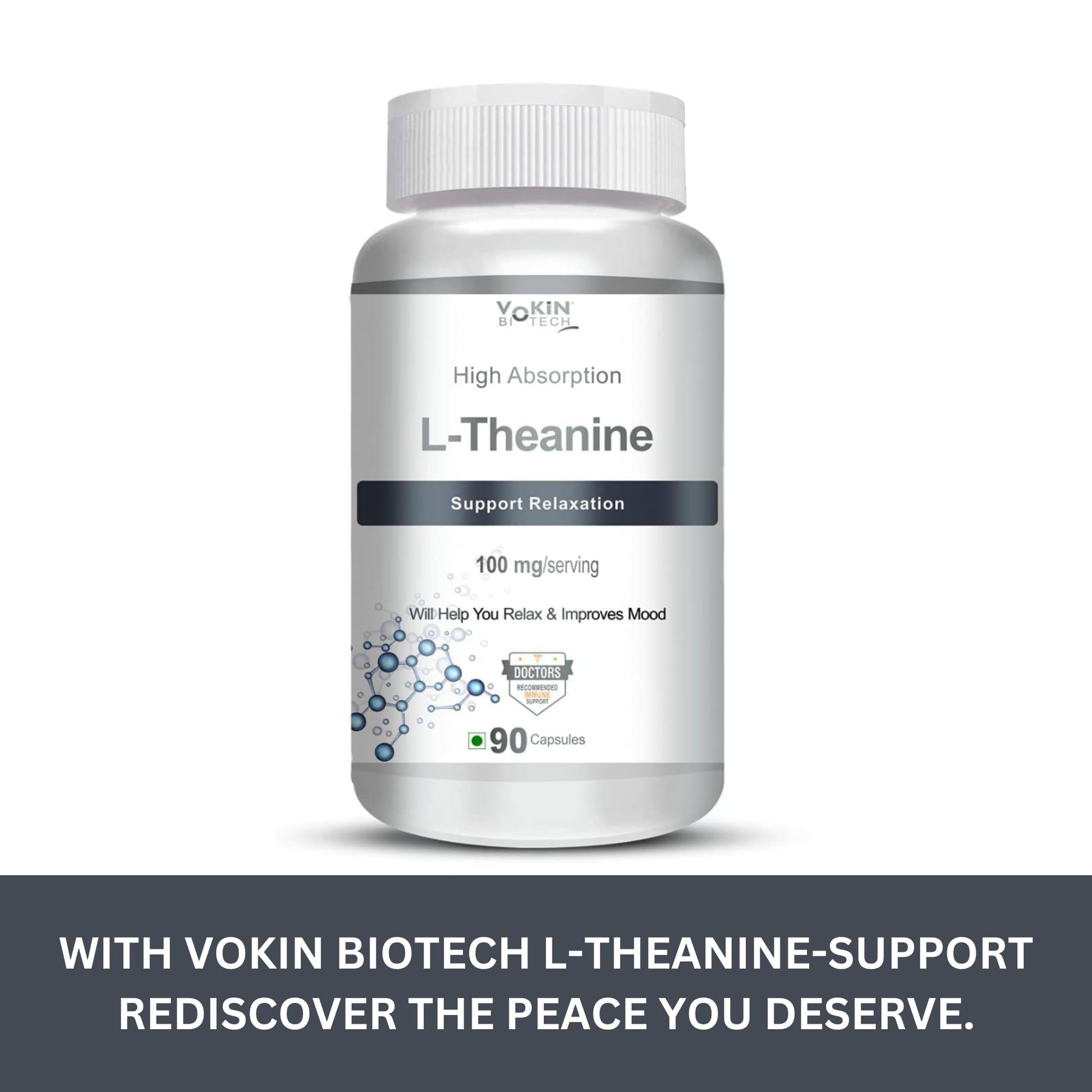 Vokin Biotech L-Theanine-Support Relaxation - 90 Vegetarian Capsules  Grab2Buy Vokin Biotech Grab2Buy