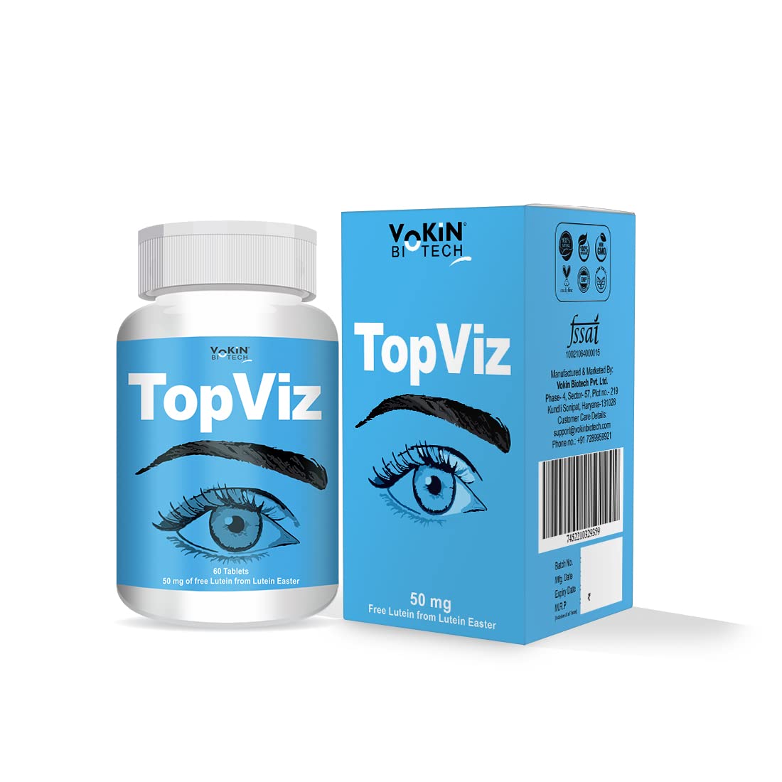 Vokin Biotech Topviz Eye Care Supplement To Improve Vision, Blue Light & Digital Guard (Lutein, Zeaxanthin)  Grab2Buy Vokin Biotech Grab2Buy