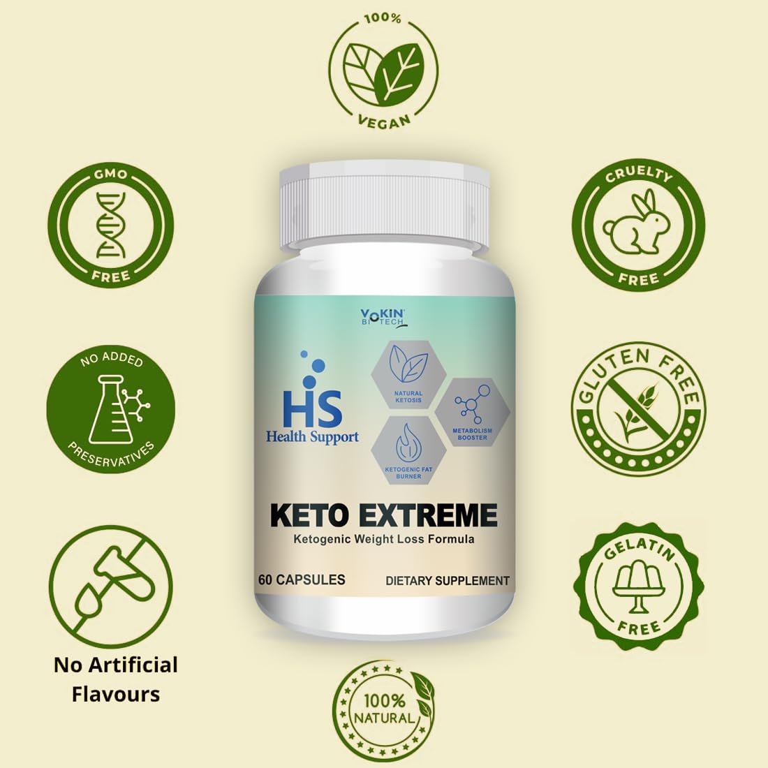 Vokin Biotech Keto Extreme Ketogenic Weight Loss Formula with Garcinia Cambogia Extract Fat Burner | Metabolism Booster  Grab2Buy Vokin Biotech Grab2Buy