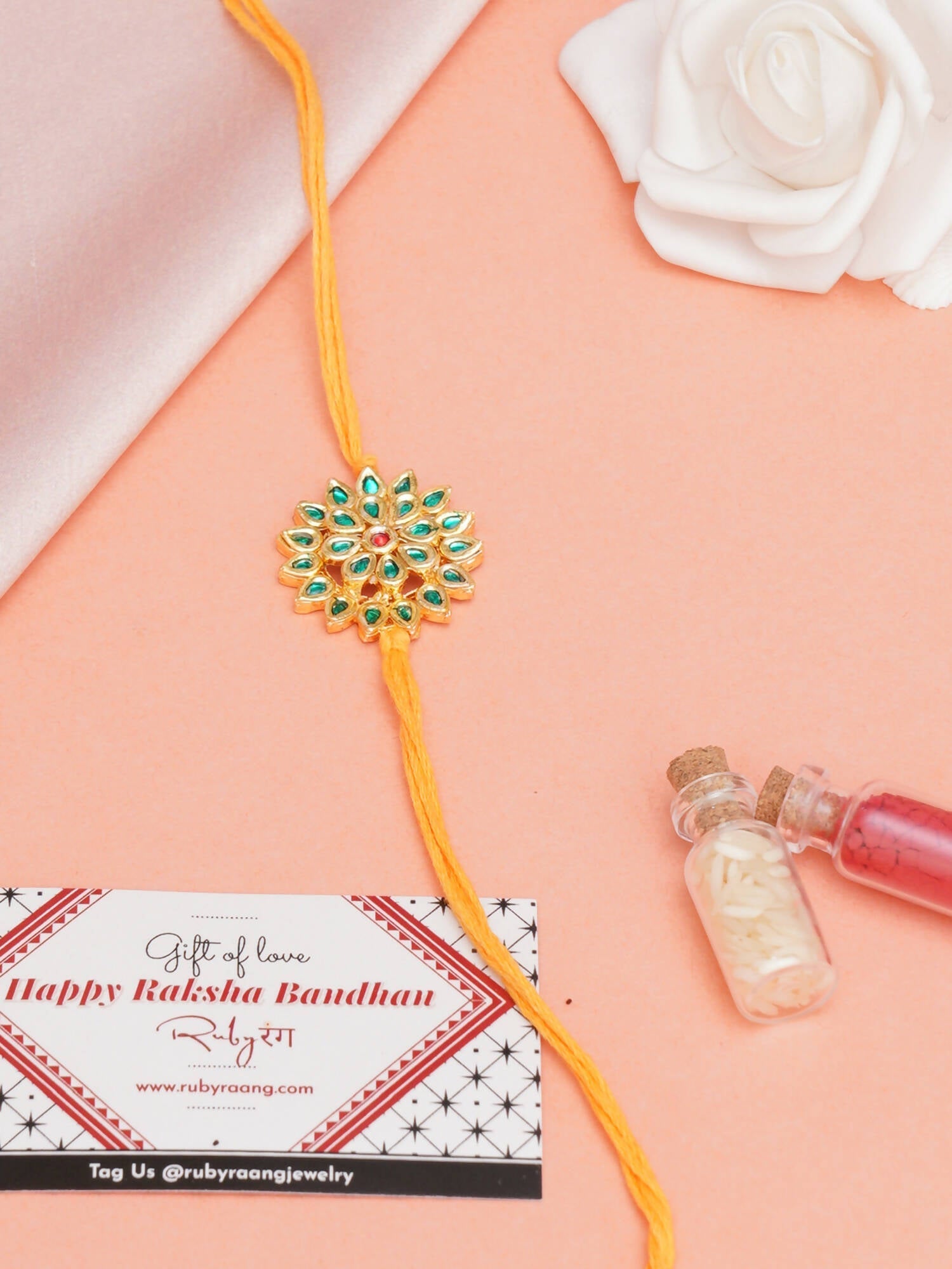 Designer kundan Rakhi - Ruby Raang
