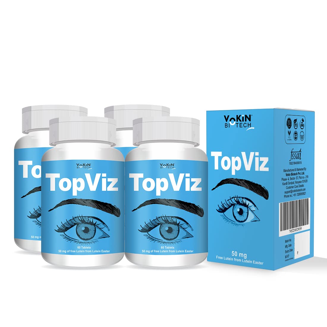 Vokin Biotech Topviz Eye Care Supplement To Improve Vision, Blue Light & Digital Guard (Lutein, Zeaxanthin)  Grab2Buy Vokin Biotech Grab2Buy