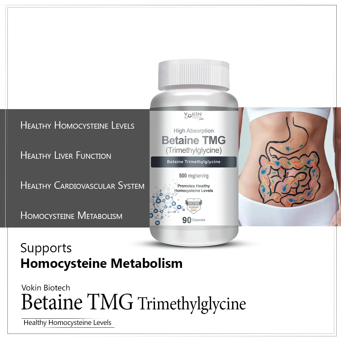 Vokin Biotech Betaine Trimethylglycine (TMG) for Support Healthy Homocysteine Levels  Grab2Buy Vokin Biotech Grab2Buy