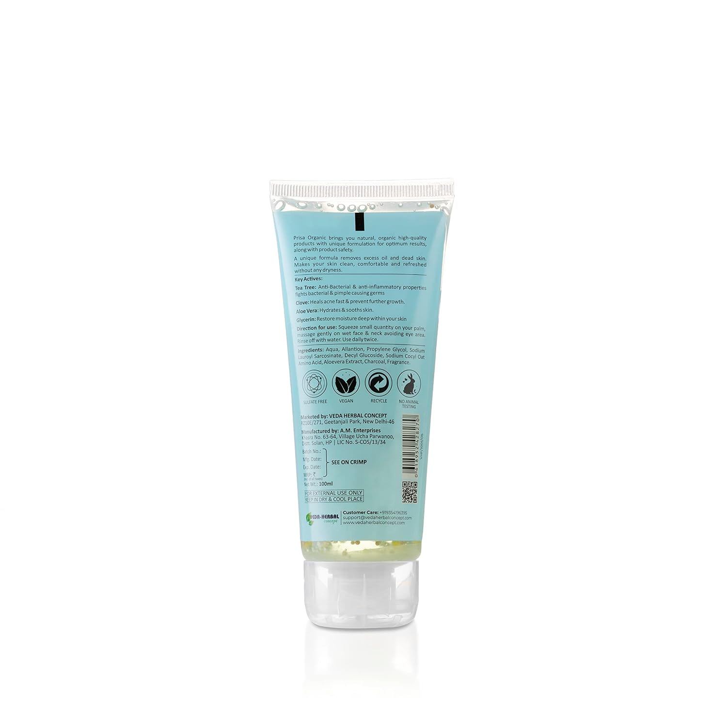 Prisa Organics Tea Tree & Clove, Oil Balancing Face Wash 