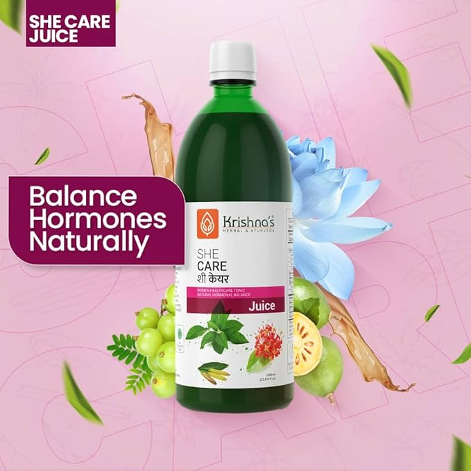 KRISHNA'S HERBAL & AYURVEDA She Care Juice - 1000 ml Each - Super Saver Pack, Herbal Supplement for Hormonal Balance, PCOS, PCOD, Period Pain Relief, Hair and Skin Health | Women Wellness Juice 