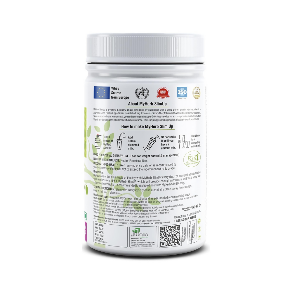 Myherb Slim Up Meal Replacement Shake With 16 Natural Herbal Blend For Men & Women - Strawberry Milk Shake 