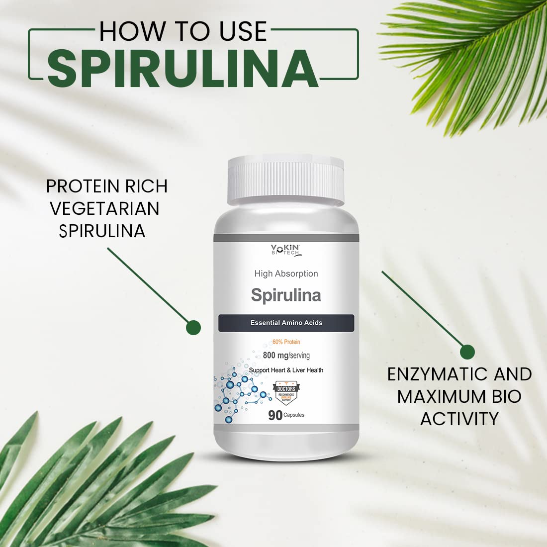 Vokin Biotech Spirulina- Support Heart Health and Liver Health -800mg  Grab2Buy Vokin Biotech Grab2Buy