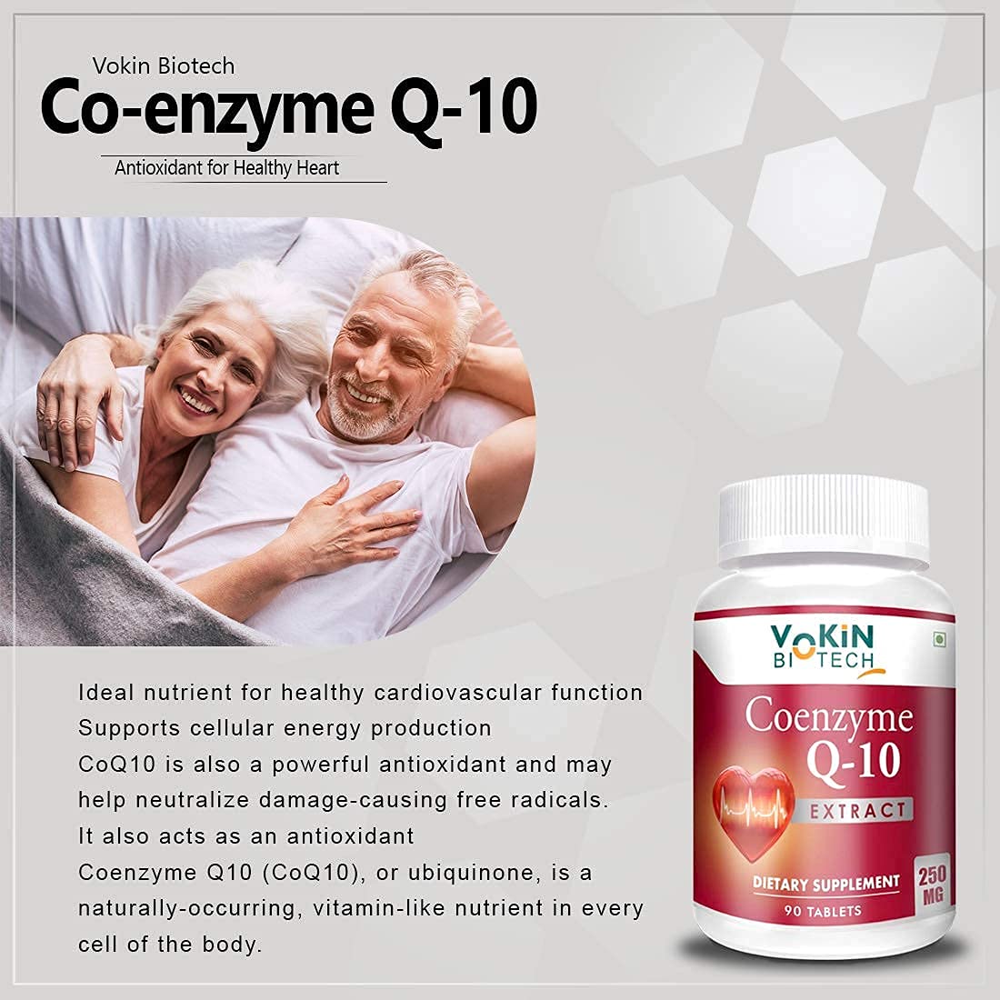 Vokin Biotech Natural Coenzyme Q-10 Extract for Heart Health and Energy Metabolism, 250mg (90+30) Tablets)  Grab2Buy Vokin Biotech Grab2Buy