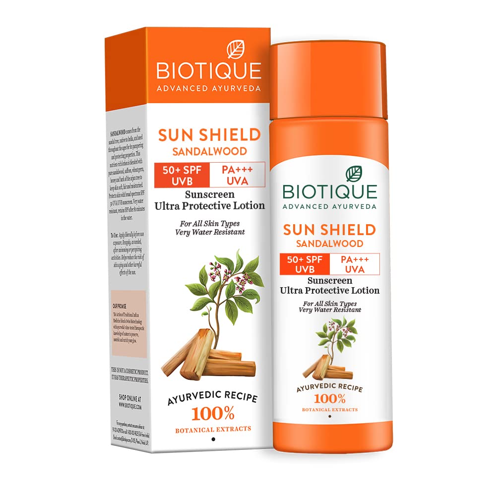 Biotique Advanced Ayurveda Sun Shield sandalwood 50+SPF UVB Sunscreen  Grab2Buy Biotique Grab2Buy