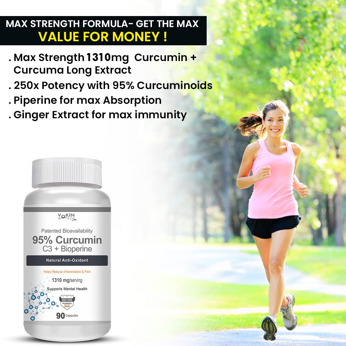 Vokin Biotech Curcumin C3+ Bioperine 1310mg Supports Mental Health  Grab2Buy Vokin Biotech Grab2Buy