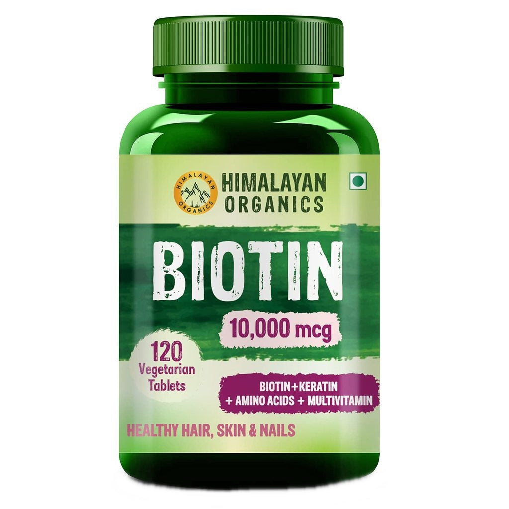 Himalayan Organics Biotin 10000 Mcg with Keratin, Amino Acids & Multivitamin Tablets 
