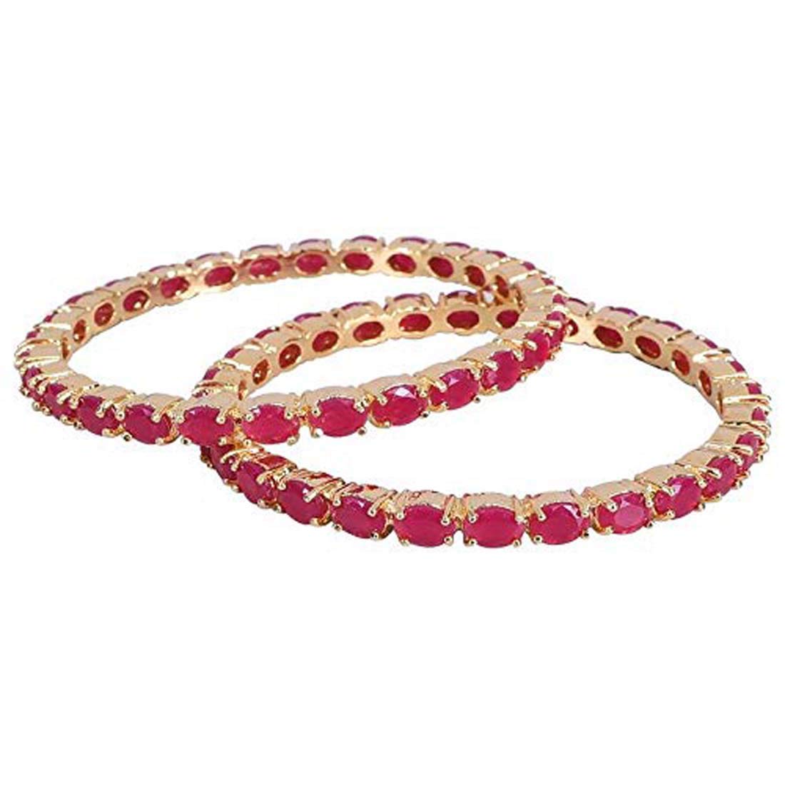 Gold-Polished Alloy Ruby Ad 4 Bangles Set - The Pari 