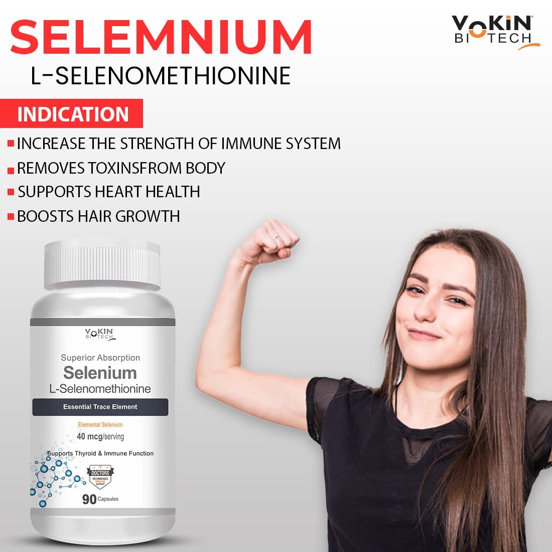 Vokin Biotech Selenium Capsules 40mcg - Superior Absorption - 90 Vegetarian Capsules  Grab2Buy Vokin Biotech Grab2Buy