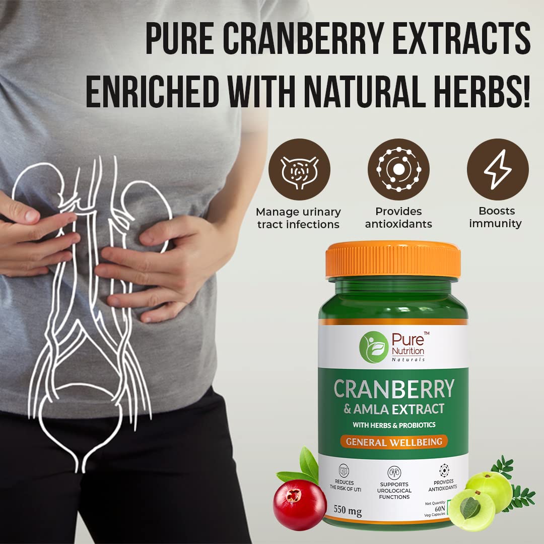 Pure Nutrition Cranberry & Amla Extract Veg Capsules 