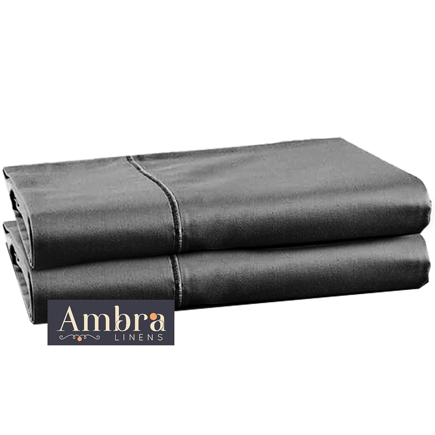 Ambra Linens Ultra Soft Pillow Protectors 400TC Set of 2 Breathable Pillow Covers-Grey