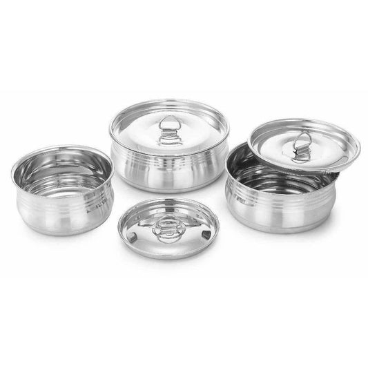 Stainless Steel Cooking & Serving Dish Pot Set of 3 - Grab2buy