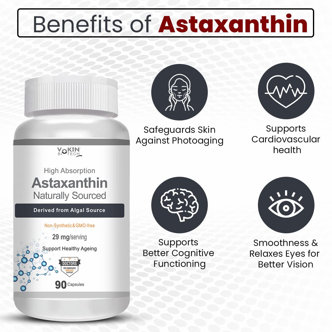 Vokin Biotech Astaxanthin 29mg - Naturally Sourced from Algae - Non-Synthetic - Best or Healthy Ageing  Grab2Buy Vokin Biotech Grab2Buy