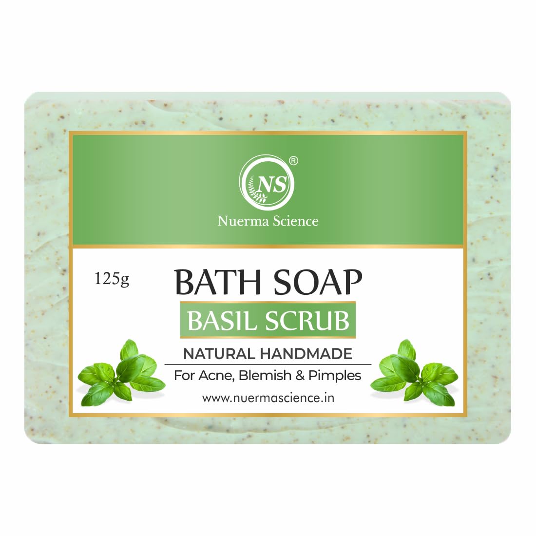 Nuerma Science Basil Scrub Bath Soap | For Acne, Blemishes & Pimples Control 