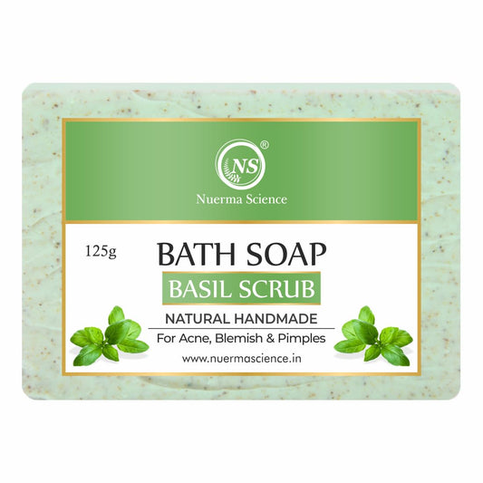 Nuerma Science Basil Scrub Bath Soap | For Acne, Blemishes & Pimples Control 