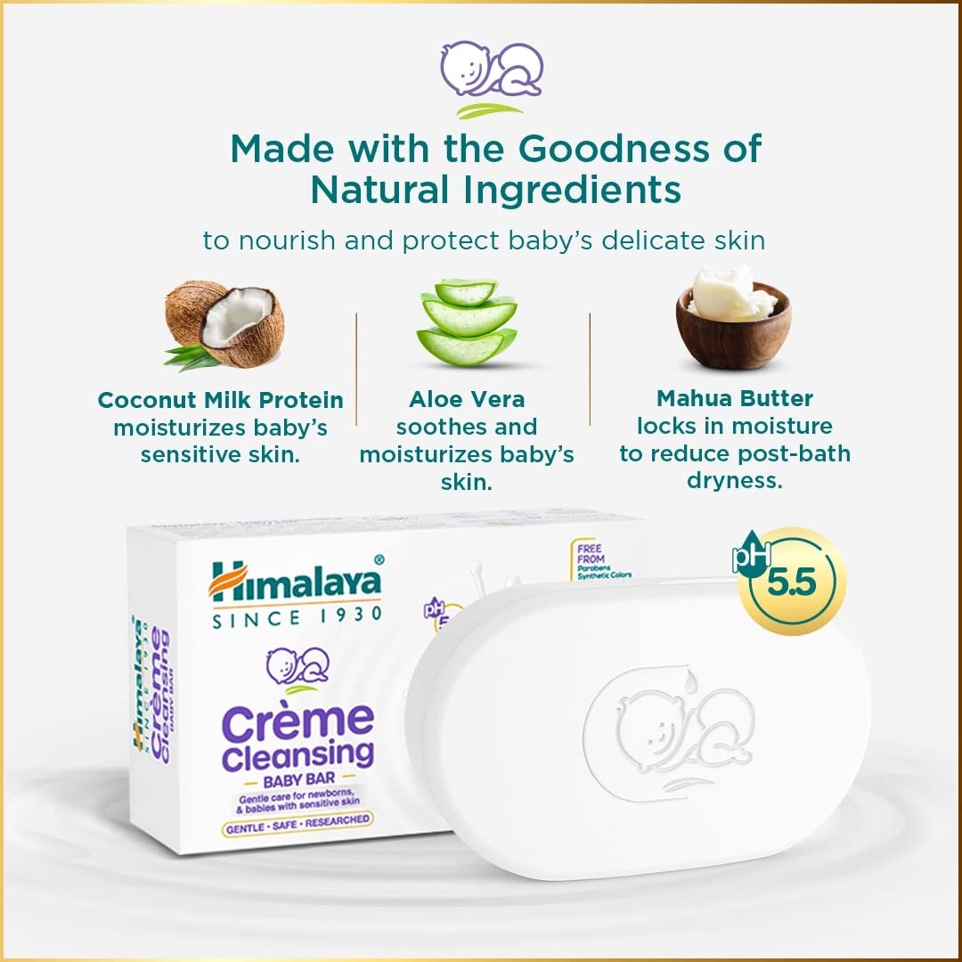 Himalaya Herbals Creme Cleansing Baby Bar For Baby's Sensitive Skin 