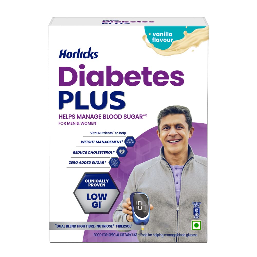 Horlicks Diabetes Plus - Sugar Free Protein Powder, Diabetic Nutrition Drink 