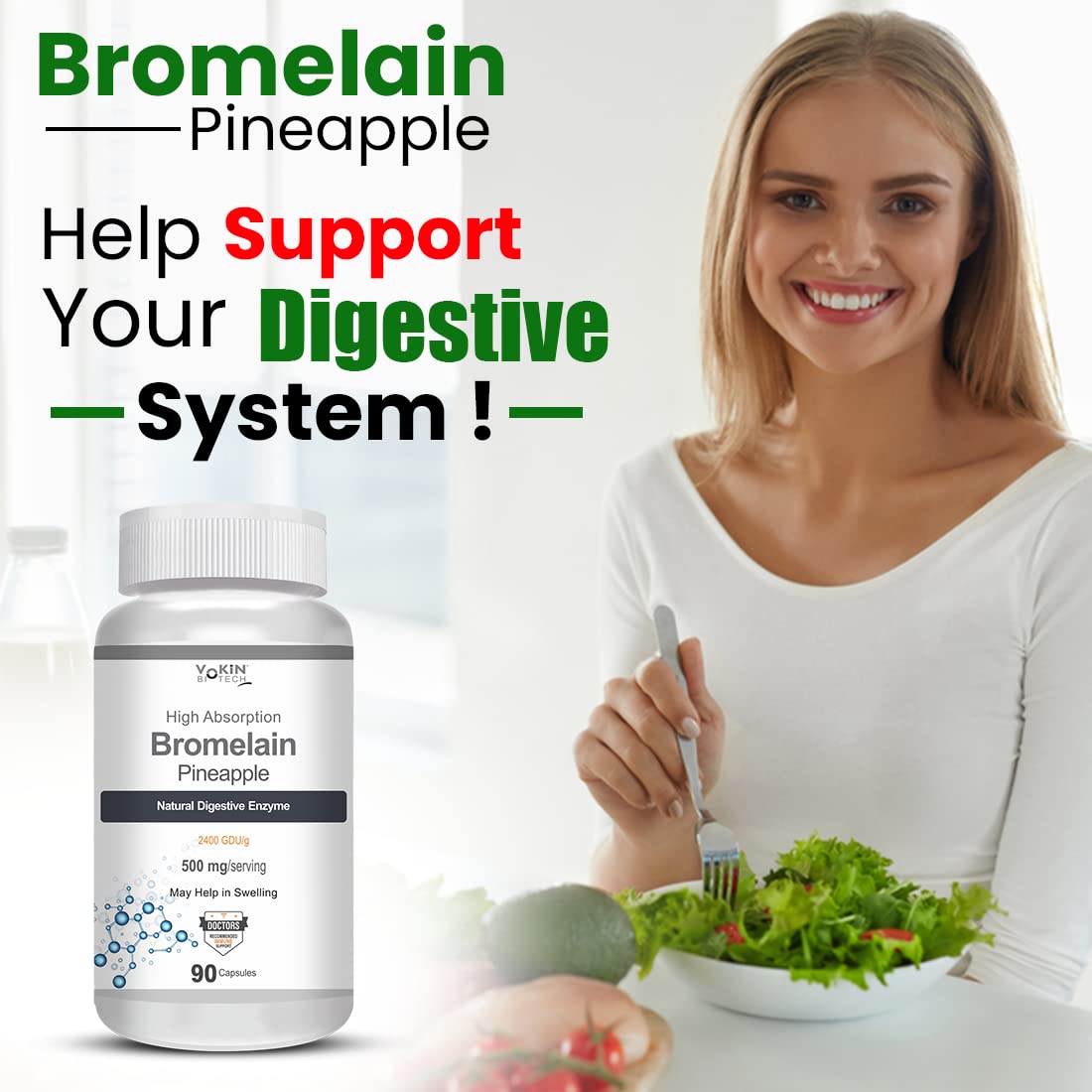 Vokin Biotech Bromelain Pineapple Capsules  Grab2Buy Vokin Biotech Grab2Buy